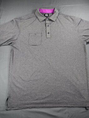 FootJoy Golf Polo Heather Gray Short Sleeve Mens Large Breathable Shirt